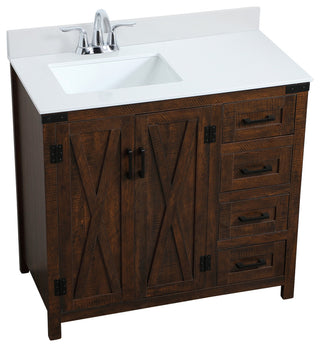 Home Living 36" Single Bathroom Vanity, Espresso With Backsplash
