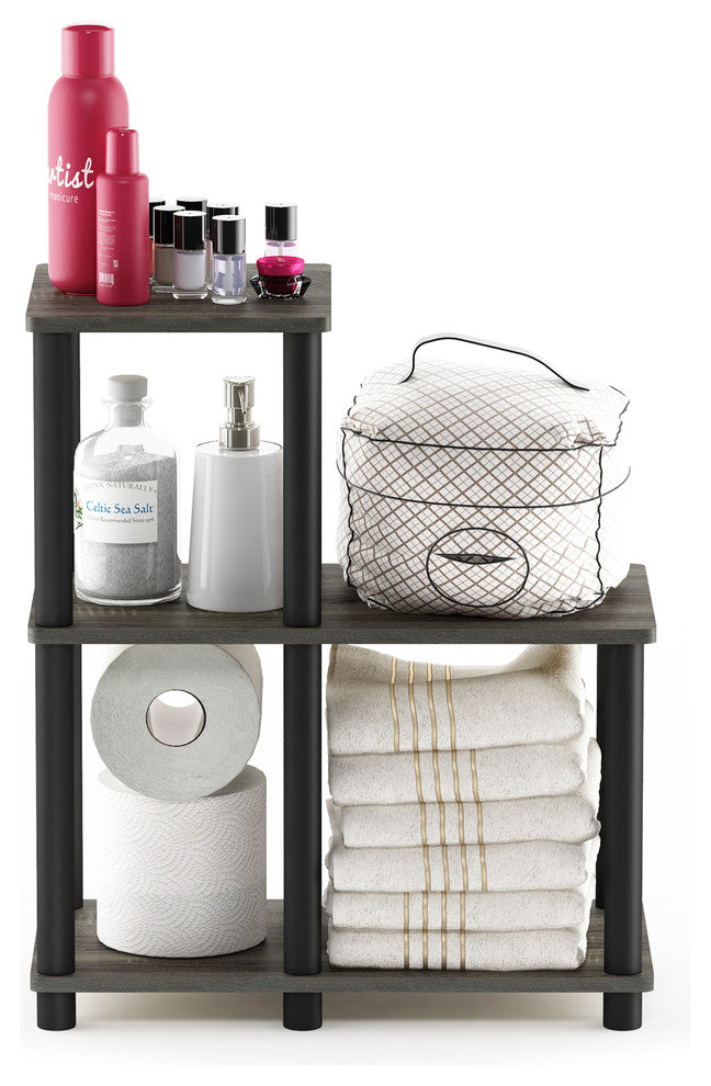 Furinno Turn-N-Tube Accent Decorative Shelf, French Oak Gray/Black