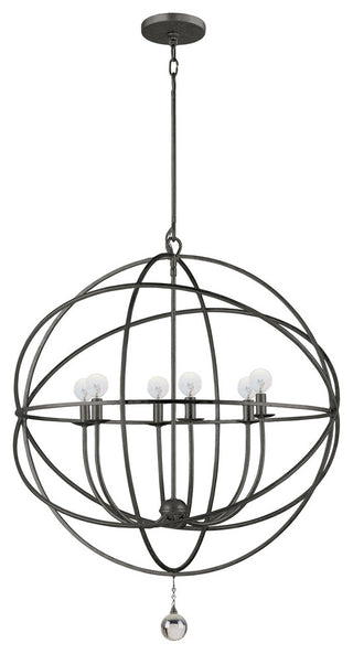 Solaris 6-Light Sphere Chandelier III, English Bronze, Clear Smooth Balls