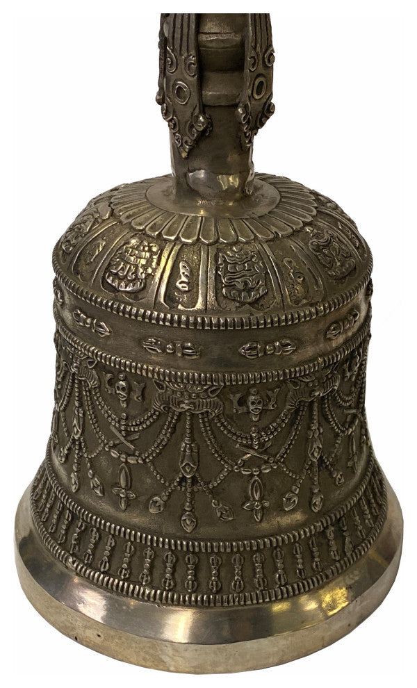 Handmade Silver Bronze Color Metal Tibetan Ritual Bell Display Hws1833