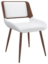 Mid-Century Modern Faux Leather Side Chair, White