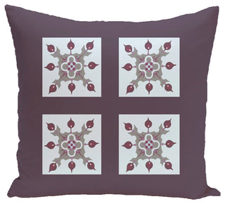 Four Square Geometric Print Pillow, Mulberry, 20"x20"