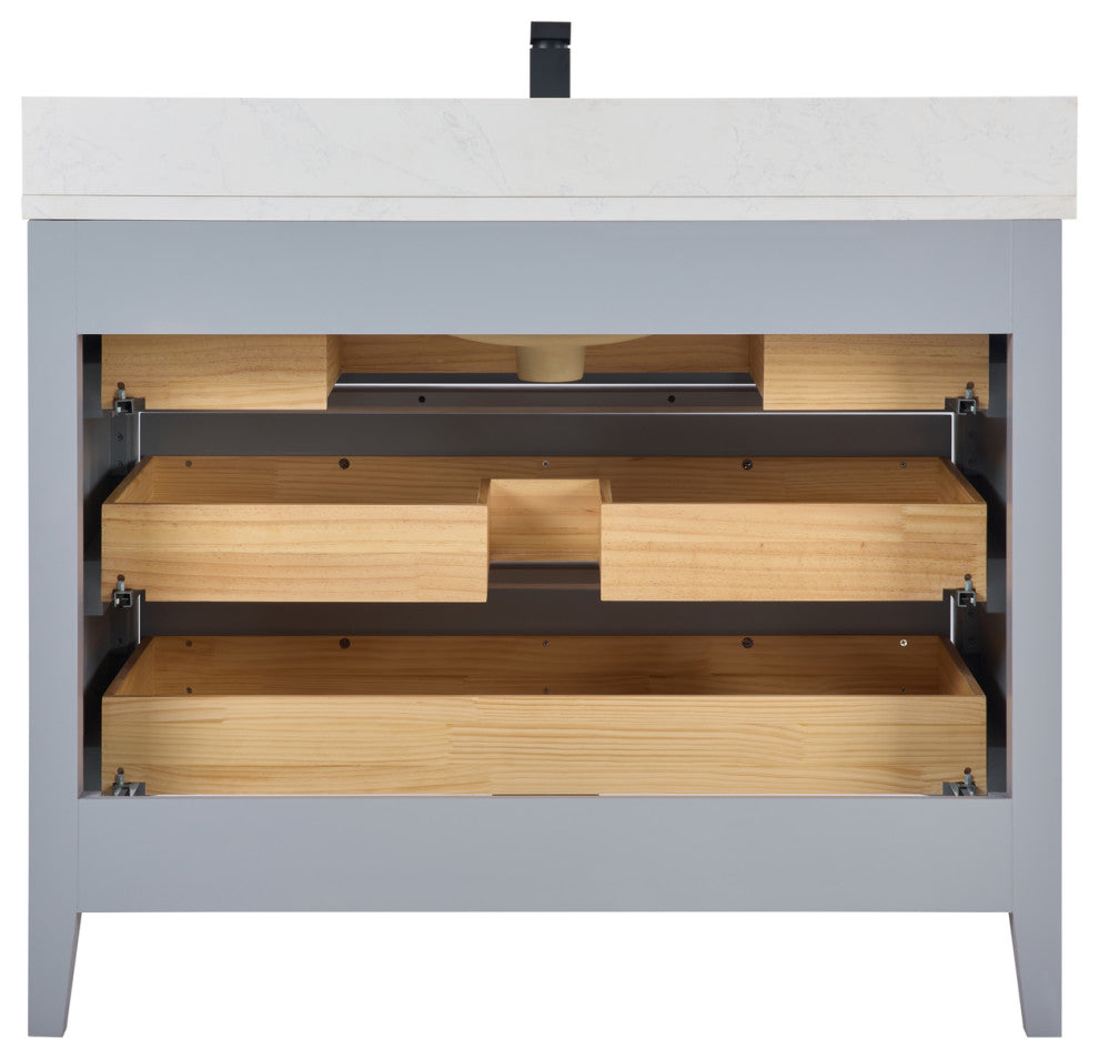 Legion Furniture WS2518 Series Bathroom Sink Vanity, Cadet, 42", Artificial Stone Top, Single Sink