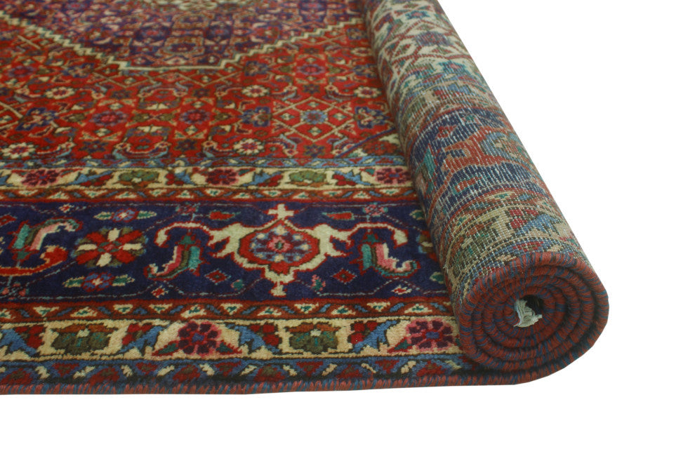 Fine Vintage Distressed Norbert Red/Navy Rug, 6'7x9'9