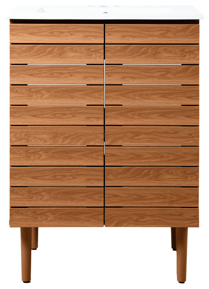 24" Modern Farmhouse 2-Shelf Bath Vanity Cabinet Only (Sink Basin not Included)