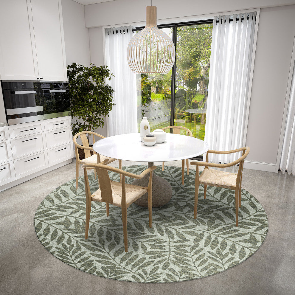 Indoor/Outdoor Sedona SN5 Fernway Machine Washable 8' x 8' Round Rug