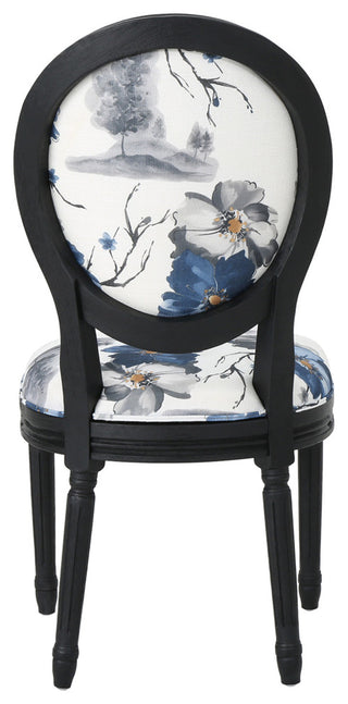 GDF Studio Babbs Traditional Fabric Dining Chairs, Set of 2, Floral Print/Black