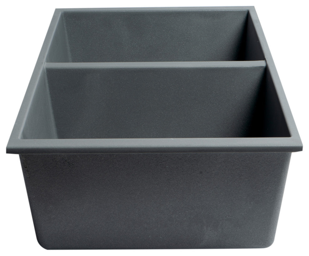 ALFI brand AB3420UM-T Titanium 34" Undermount Double Bowl Granite Kitchen Sink