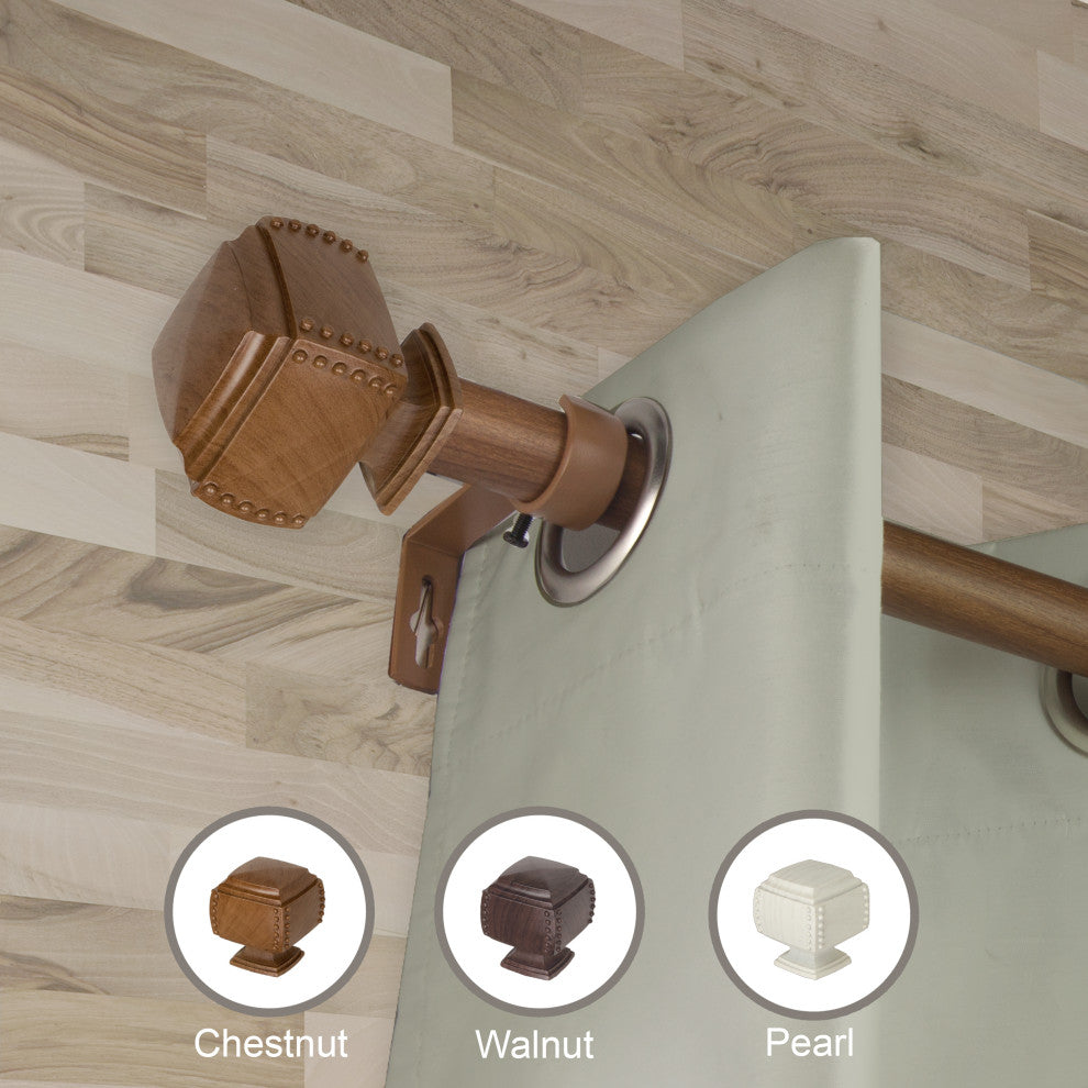 Cordell 1" Diameter Curtain Rod, Chestnut, 28-48"