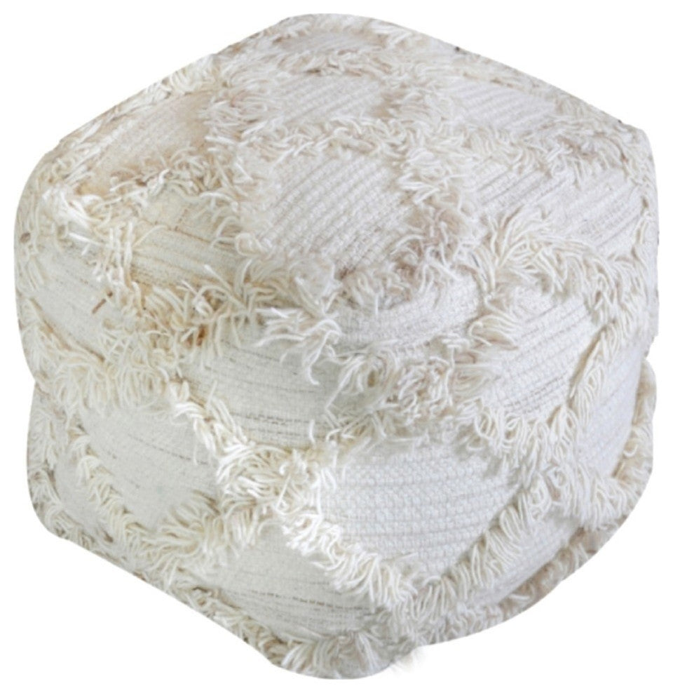 Zoe Handcrafted Boho Wool and Cotton Pouf