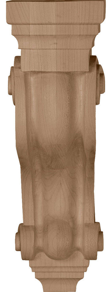 3 3/8"W x 6 1/2"D x 10 1/2"H Boston Traditional Scroll Corbel, Alder