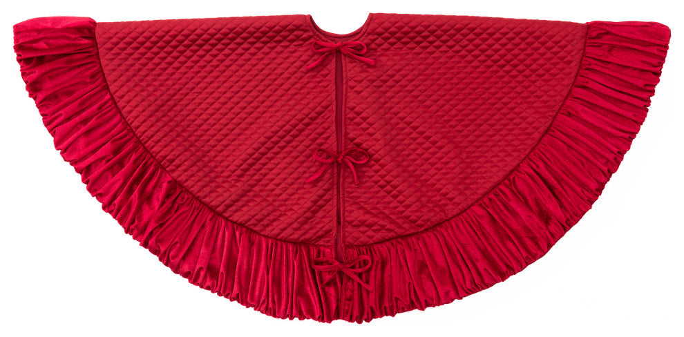 48''D Velvet Ruffled Christmas Tree Skirt
