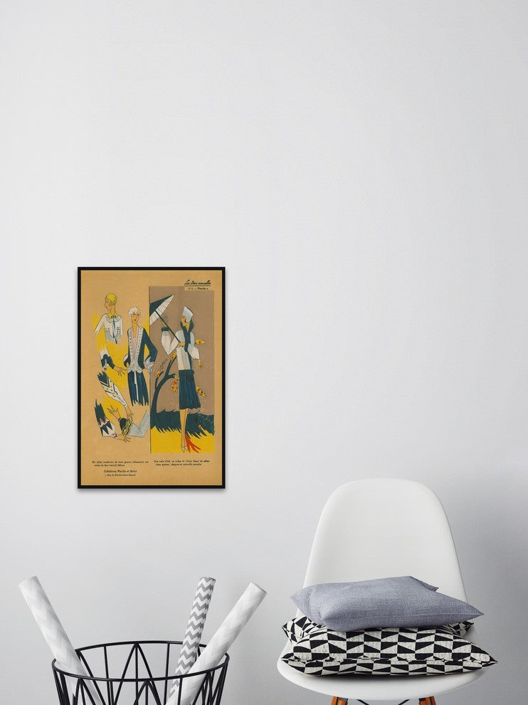 "Blue and Gold Flair" Floater Framed Painting Print on Canvas, 40"x60"
