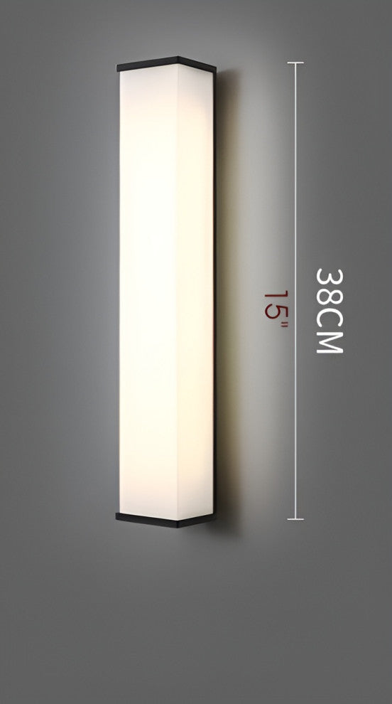 Creative Outdoor Vertical Glass Wall Sconce for Courtyard, Porch, Black, W2.6xh15.0'', Warm Light
