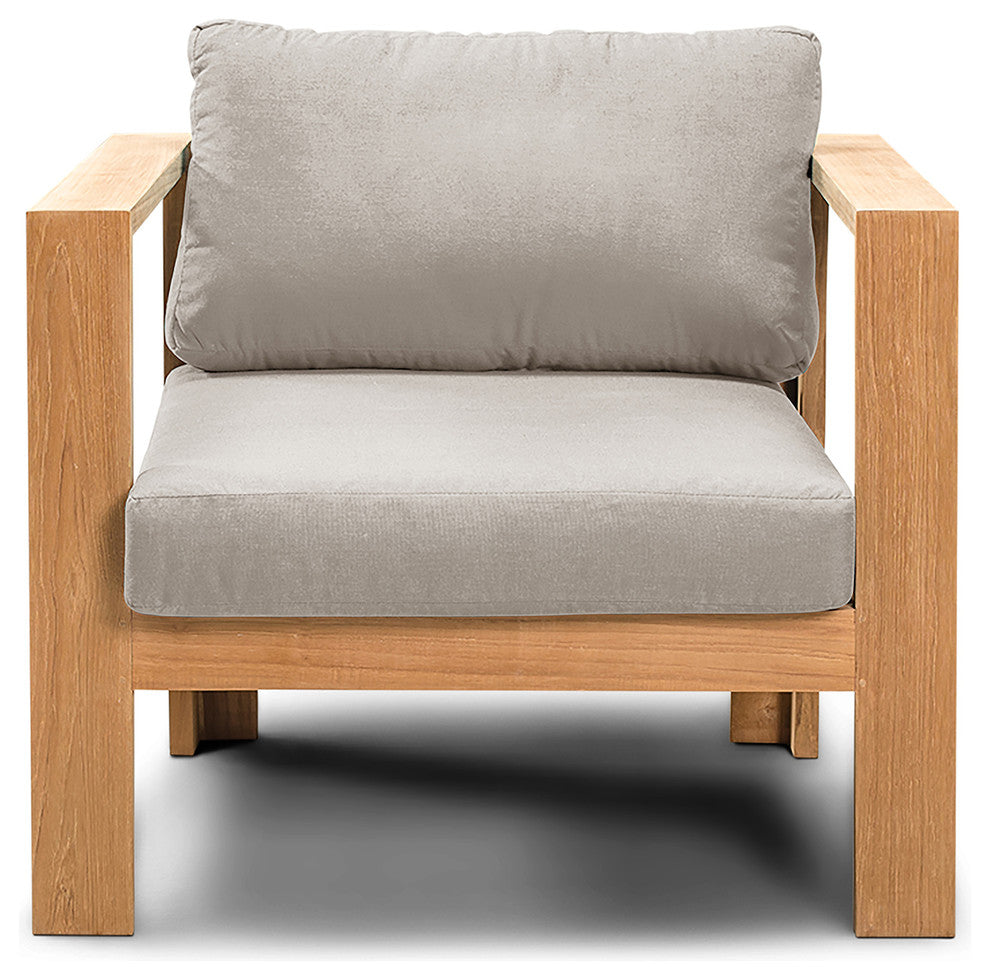 Ando Teak Club Chair, Cast Silver