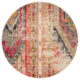 Safavieh Monaco Collection MNC222 Rug, Light Grey/Multi, 6'7" Round