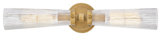 Hinkley Jude 24" Two Light Bath Vanity, Heritage Brass + Clear Fluted Glass