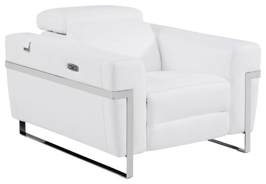 Prato Genuine Italian Leather Modern Chair, White