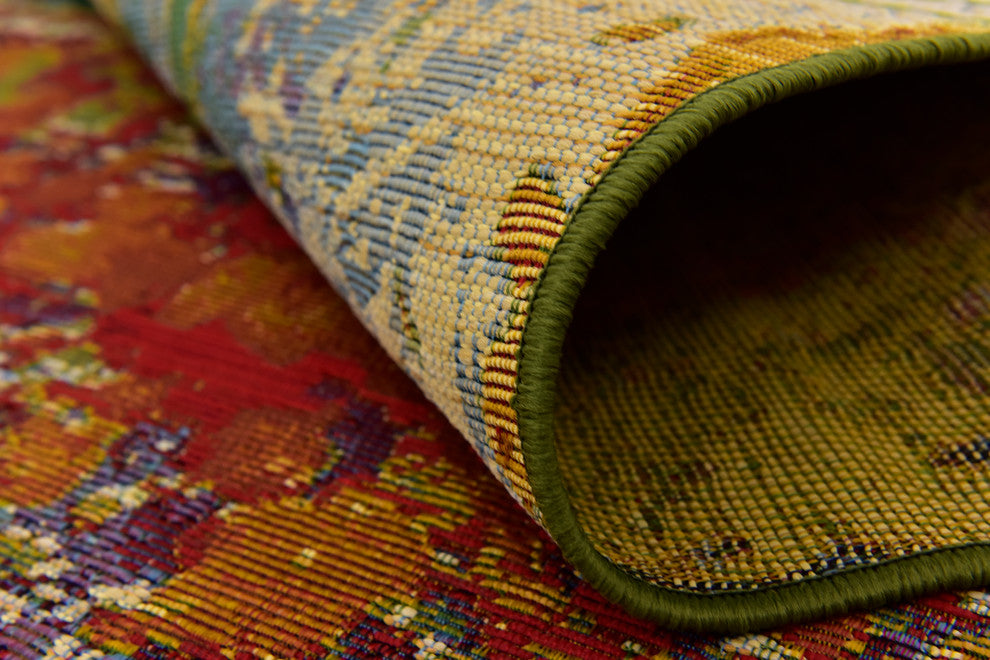 Unique Loom Multicolored Crumpled Outdoor 5' 3 x 8' 0 Area Rug