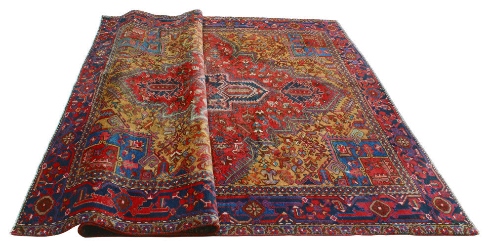 Fine Vintage Heriz Masamba Red/Navy Rug, 7'5 x 9'11