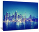 "Blue New York City at Night" Panorama Cityscape Canvas Print20"x12"