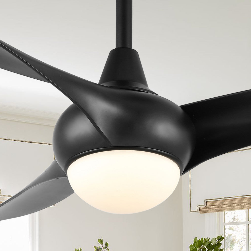 Aviator 52" 1-Light App 6-Speed Retro Swirl LED Ceiling Fan, Black
