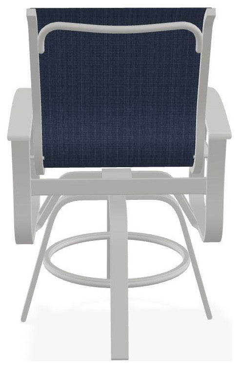 Belle Isle Sling Balcony Height Outdoor Swivel Chair, Mavi/Snow