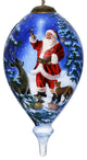 Starry Heaven and Santa Hand Painted Mouth Blown Glass Ornament