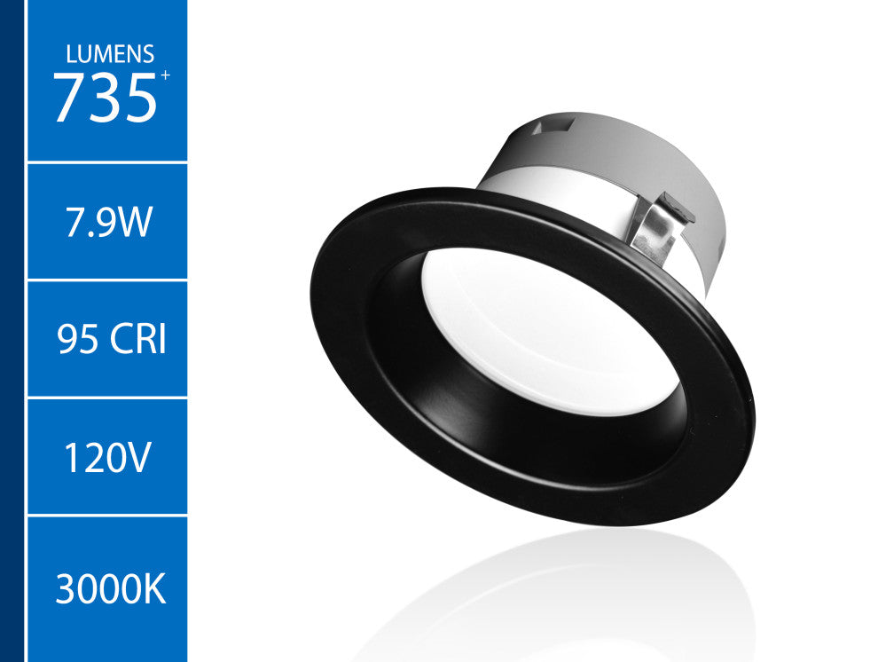 DLR(v6) Recessed LED Downlight, Black, 3000k, 1 Pack