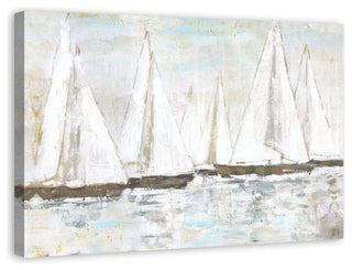 White Painted Sailboats 32x48 Canvas Wall Art