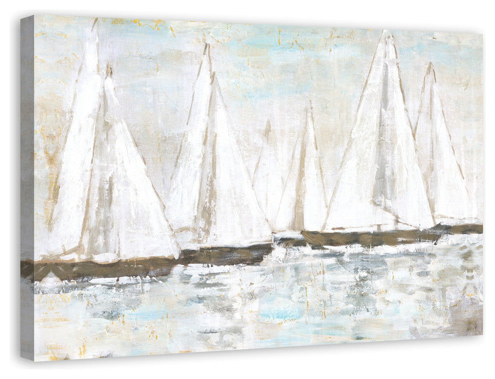 White Painted Sailboats 32x48 Canvas Wall Art