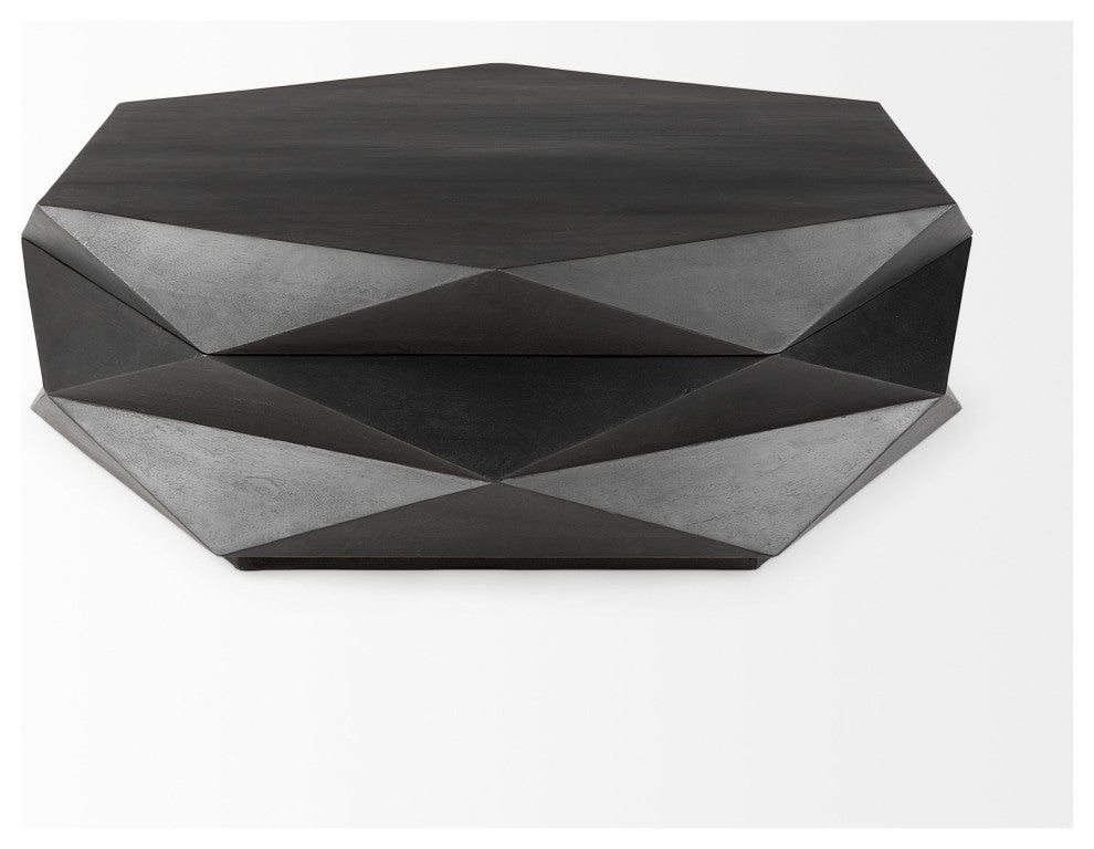 Mod Geometric Black Solid Wood Coffee Table