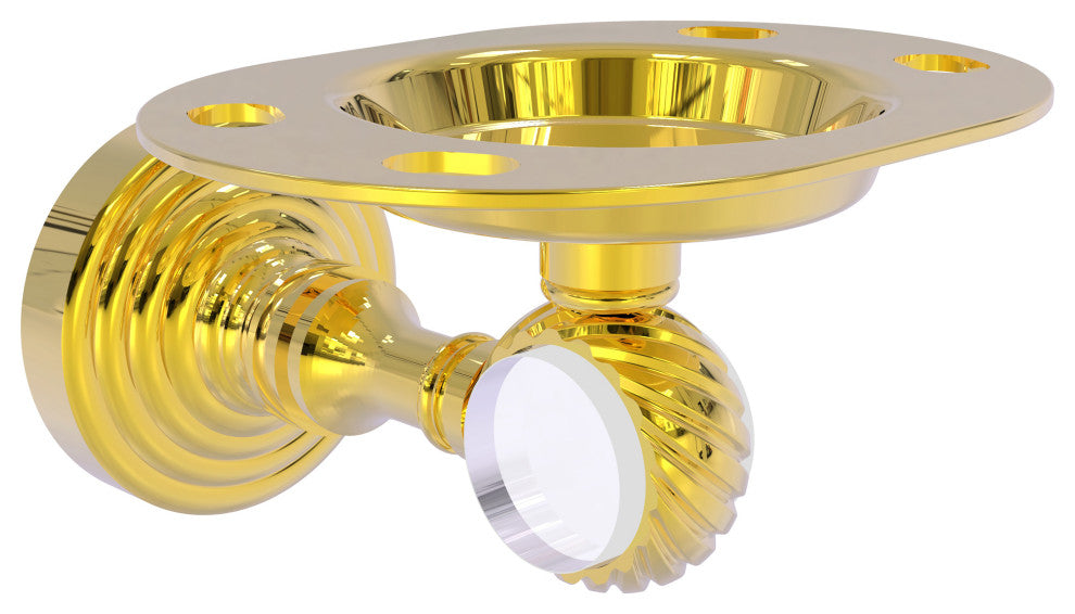 Pacific Grove Twisted Tumbler and Toothbrush Holder, Polished Brass