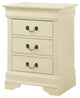 Louis Phillipe 3 Drawer Nightstand, Beige