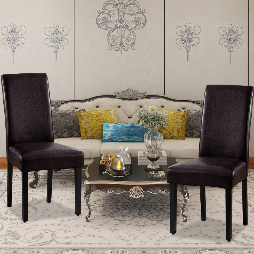 Rochefort Synthetic Leather Armless Set of 2-Pieces Dining Room Accent Chair, Br