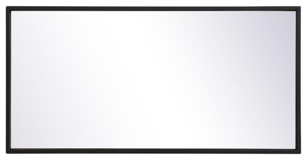 Elegant Decor Eternity 28" x 14" Modern Metal Frame Mirror in Black
