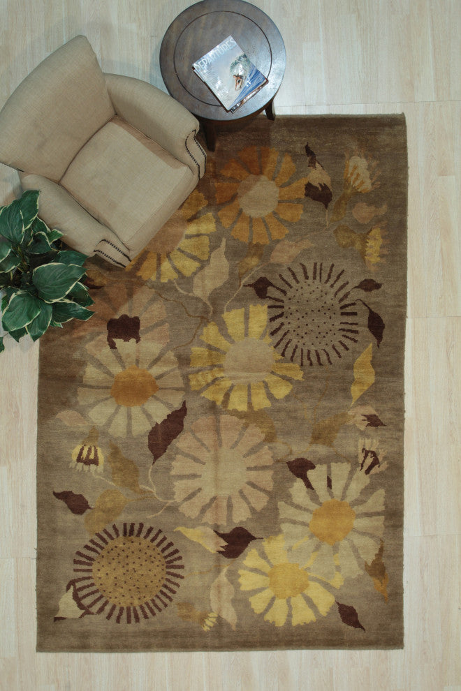 Brown Transitional All Over Ningxia Area Rug