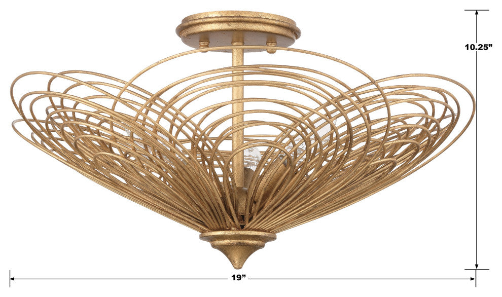Doral 3-Light Renaissance Gold Ceiling Mount