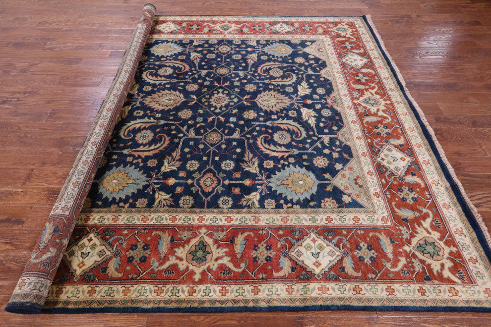 9' Square Heriz Serapi Hand Knotted Wool Rug - Q16014