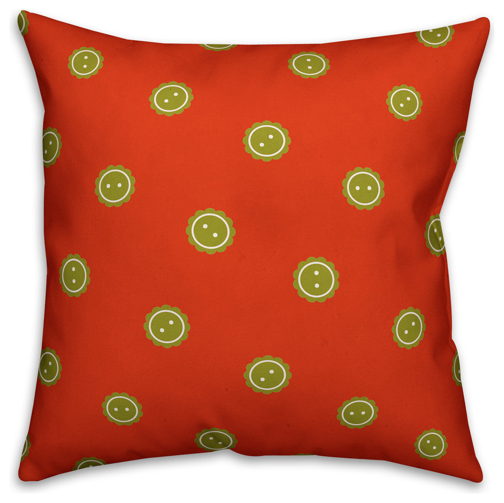 Orange Button Pattern Throw Pillow, 18"x18"