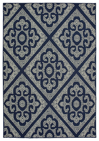 Oriental Weavers Marina Navy/ Ivory Geometric Indoor/Outdoor Rug 7'10"X10'10"