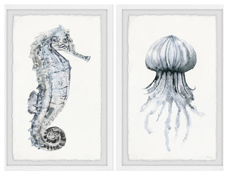 Seahorse and Jellyfish Diptych, 48"x36"