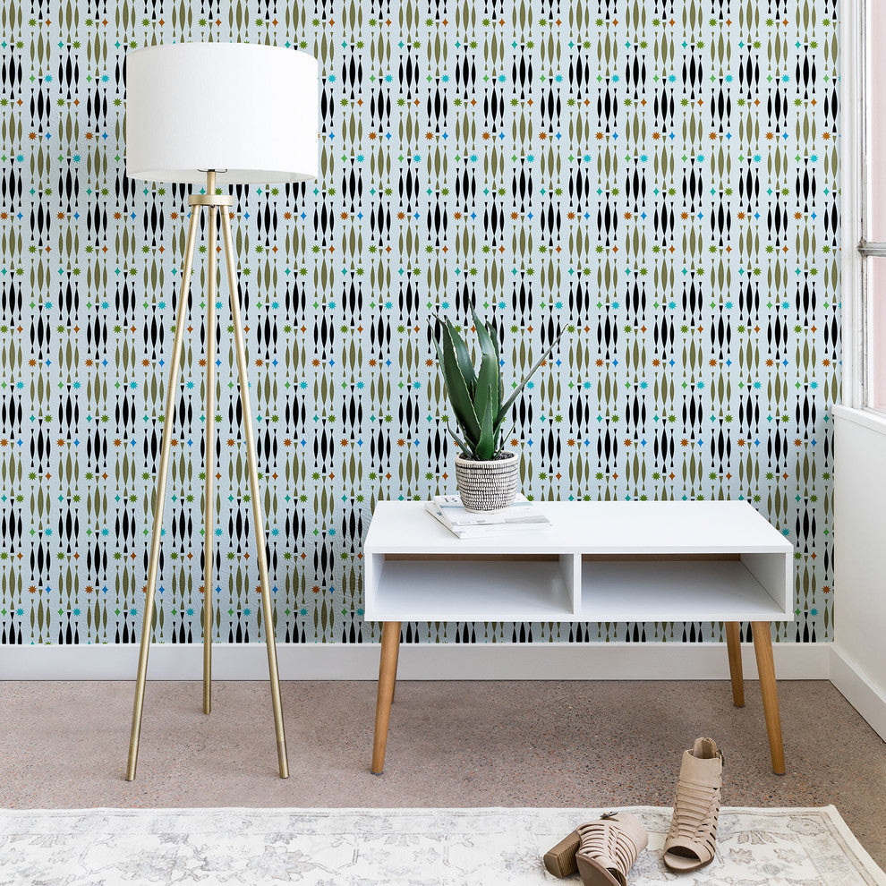 Deny Designs Andi Bird Beatnik Wallpaper, Blue, 2'x4'