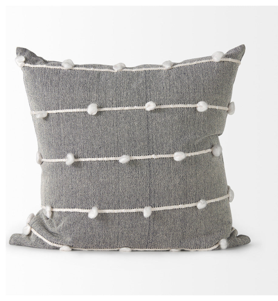 Linda 20x20 Navy And Cream With White Detail Decorative Pillow Cover