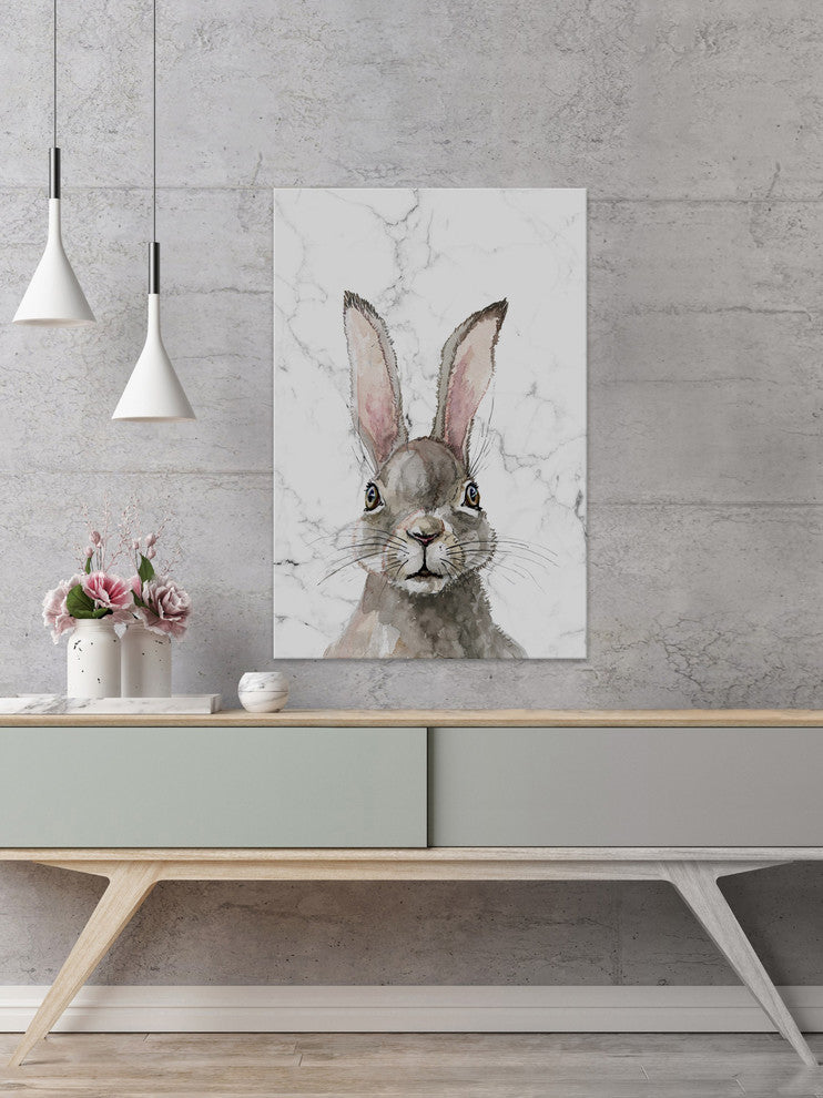 "Thinking Rabbit" Painting Print on Wrapped Canvas, 24"x36"