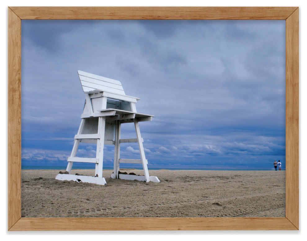 Approaching Storm Landscape Photo Paper Coastal Art Framed Wall Art Print, Red Oak, 12" X 16"