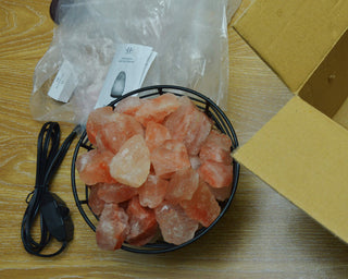 Himalayan Natural Salt Air Purifying Bowl Style Mesh Basket Lamp