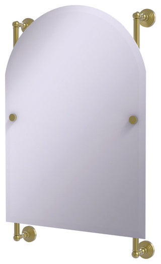 Waverly Place Arched Top Frameless Rail Mounted Mirror, Satin Brass