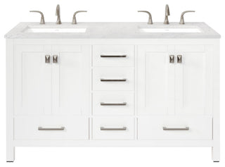 Eviva Aberdeen 60"Wx22"D Double Sink Bathroom Vanity, Quartz Countertop