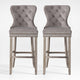 WestinTrends 2PC 29" Bar Height Wingback Velvet Bar Stool Set, Antique Gray, Velvet Gray